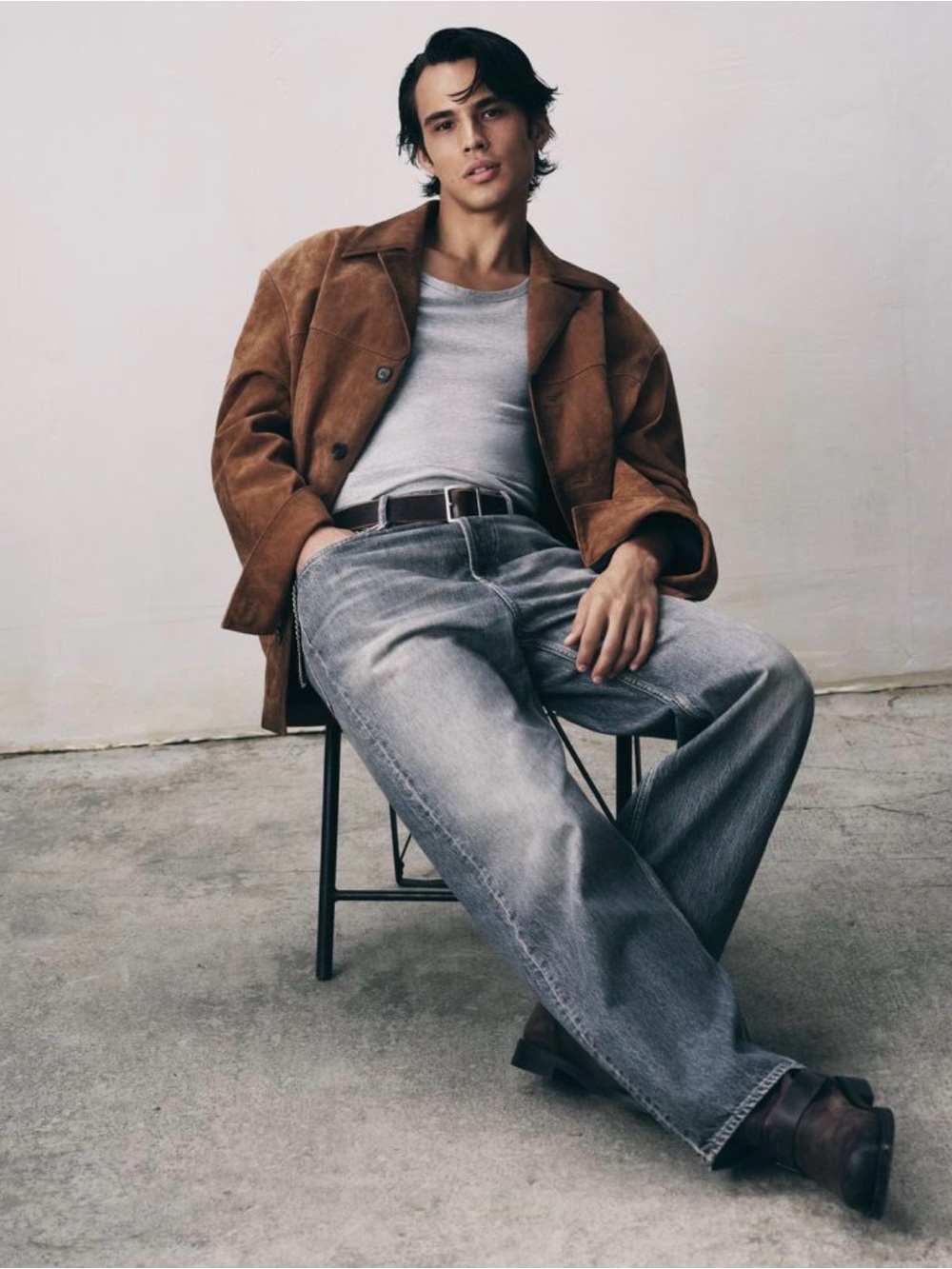 ZARA MAN Relaxed Straight Jeans in Washed Light Blue